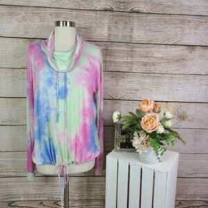 Hem & Thread Cotton Candy Tie‎ Dye Pullover Sweatshirt Size Large